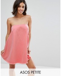 Asos Petite Petite Denim Strapless Dress In Pink