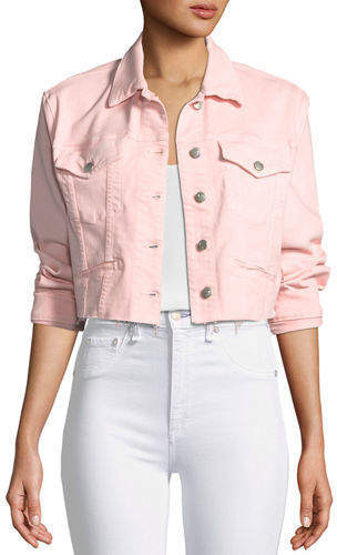 pink denim jacket cropped