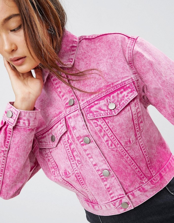 ASOS Denim Jacket in Hot Pink  Pink denim jacket, Latest fashion