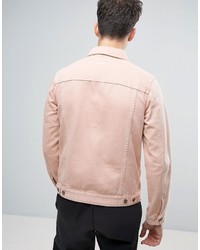 Asos Denim Jacket In Washed Pink