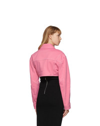Balmain Pink Denim Cropped Jacket