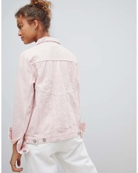 WÅVEN Waven Lana Pink Denim Jacket With Wolf Embroidery