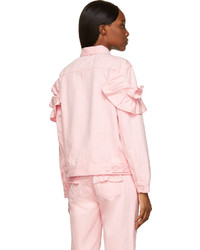 J Brand X Simone Rocha Pink Oversized Ruffled Denim Jacket