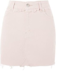 Topshop Moto Pink Denim Mini Skirt