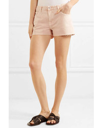 J Brand Frayed Denim Shorts Pastel Pink