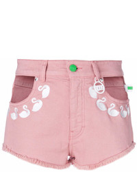 Flamingos Gcds Embroidered Denim Shorts