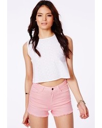 Missguided Linsa Baby Pink High Waisted Denim Shorts