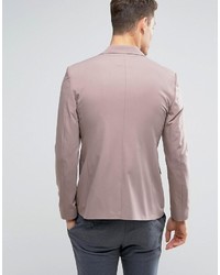 Asos Skinny Double Breasted Blazer In Dusky Pink