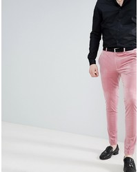 ASOS DESIGN Super Skinny Smart Trousers In Dusky Pink Velvet