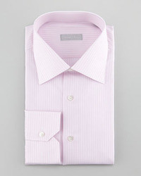 Stefano Ricci 3 Row Striped Dress Shirt Pink