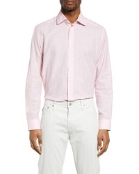Jack Victor Abbott Contemporary Fit Linen Cotton Button Up Shirt In Pink At Nordstrom