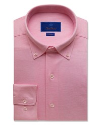 David Donahue Fusion Oxford Knit Dress Shirt In Pink At Nordstrom
