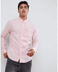 Hollister Icon Logo Oxford Shirt In Pink
