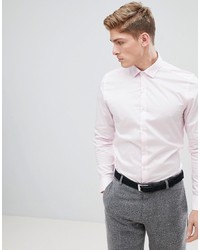 MOSS BROS Moss London Extra Slim Smart Shirt In Light Pink With Stretch