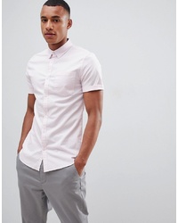 New Look Muscle Fit Oxford Shirt In Light Pink