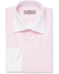 Canali Pink Contrast Collar Cotton Shirt