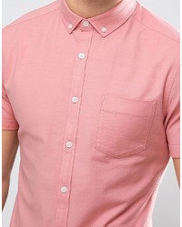 Asos Skinny Casual Oxford Shirt In Pink