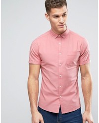 Asos Skinny Casual Oxford Shirt In Pink