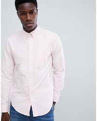 Abercrombie & Fitch Slim Fit Icon Logo Oxford Shirt In Pink