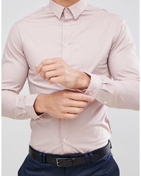 Celio Smart Shirt With Stretch In Dusty Pink