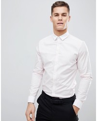 ASOS DESIGN Smart Stretch Slim Stripe Shirt With Contrast Collar And Double Cuffs