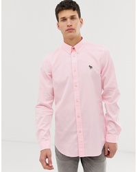 PS Paul Smith Tailored Fit Zebra Oxford Shirt In Pink