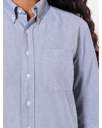 American Apparel Unisex Stone Wash Oxford Long Sleeve Button Down With Pocket