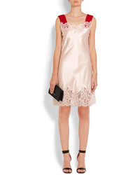 Givenchy Lace Trimmed Silk Satin Dress Blush