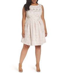 Sangria Plus Size Jacquard Party Dress