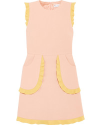RED Valentino Redvalentino Two Tone Ruffle Trimmed Cady Mini Dress Baby Pink