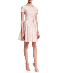 Carolina Herrera Short Sleeve Button Front Trench Dress Pink