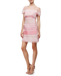 Carolina Herrera Short Sleeve Layered Mini Dress Primrose