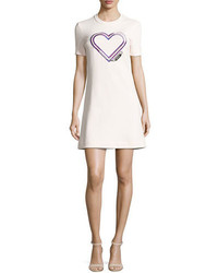 Carven Short Sleeve Structured Jersey Mini Dress Pink