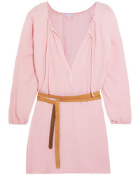 Eberjey Summer Of Love Juliet Belted Gauze Mini Dress Pastel Pink