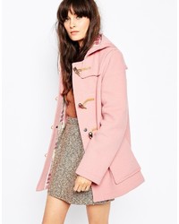 Gloverall Fitted Duffle Coat In Pale Pink