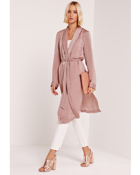 Missguided Satin Back Crepe Duster Pink
