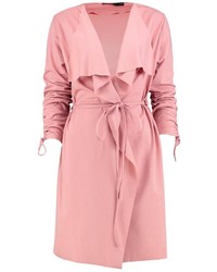 Boohoo Rebecca Ruched Sleeve Belted Duster