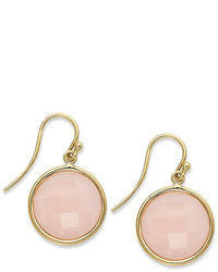 14k Gold Earrings Faceted Pink Agate Earrings