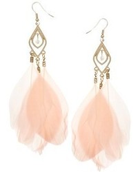 Asos Faux Pearl Drop Feather Earrings Pink