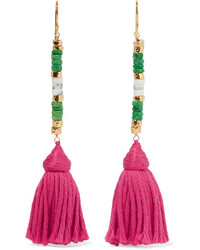 Aurelie Bidermann Aurlie Bidermann Sioux Gold Plated Stone And Tassel Earrings Pink