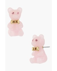 Betsey Johnson Gummy Bear Stud Earrings Pink Multi Gold