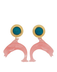 Balenciaga Gold And Pink Mermaid Dolphin Earrings