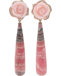 Irene Neuwirth Jewelry Carved Pink Opal Flower Earrings