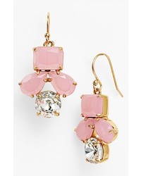 kate spade new york Secret Garden Mixed Stone Earrings Candy Pink Clear Gold
