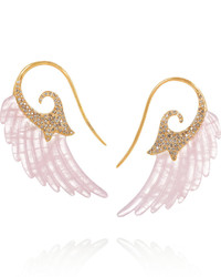Noor Fares Wing 18 Karat Gold Agate And Diamond Earrings