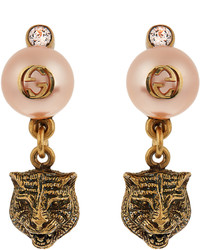 Gucci Pearl Effect Embellished Tiger Earrings