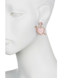 Betsey Johnson Pearl Heart Bow Mismatched Drop Earrings