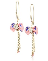 Betsey Johnson Pink Bow And Gold Drop Earrings Earring