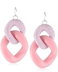 Adia Kibur Pink Resin Link Chiffon Drop Earrings
