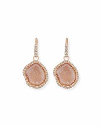Rina Limor Fine Jewelry Rina Limor Natural Pink Druzy Agate Diamond Drop Earrings